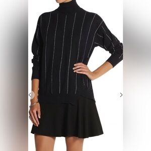 NWT Stella McCartney Pinstripe wool turtleneck sweater jumper IT 44 navy black